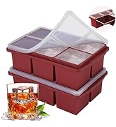 Large Ice Cube Trays for Whiskey, Silicone Ice Cube Tray, with Reinforced Steel Ring Top, Makes 1...
