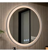 East Grove Home Lucid Collection Front Illuminated 24in Round LED Mirror in Titanium Frame with D...