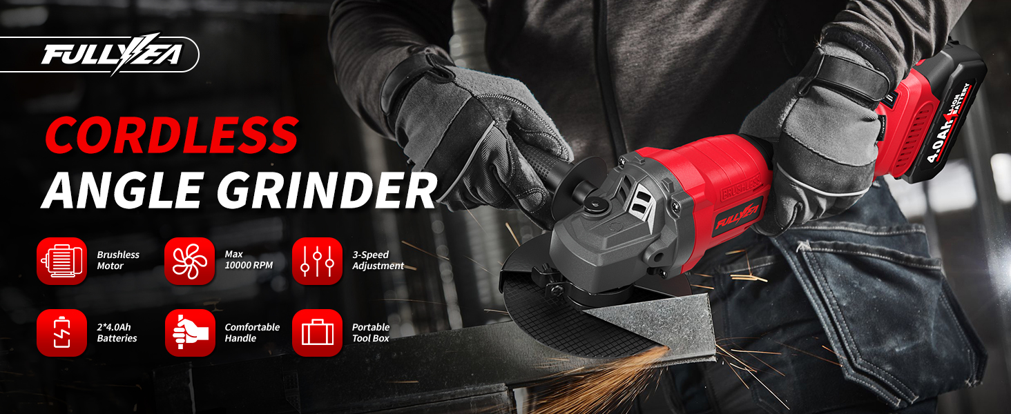 Cordless Angle Grinder 4-1/2 inch Brushless Metal Grinder 10000RPM
