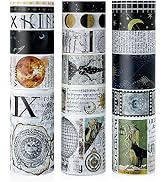 18 Rolls Vintage Washi Tape Set, Celestial Galaxy Retro Masking Tape 5/10/15/20/25/30/50/75mm Wid...