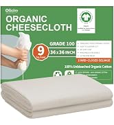 Organic Cheese Cloths, GOTS Certified, Grade 100, 36x36Inch, Reusable Cheese Cloth with Closed Ed...