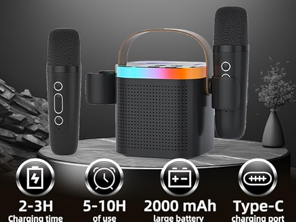 Karaoke Machine for Kids Adults/mini karaoke machine with 2 wireless microphones
