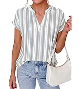 PRETTYGARDEN Womens Floral Print Short Sleeve Summer Tops 2026 Trendy V Neck Loose Boho Shirts Ca...
