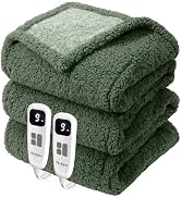 blunique Heated Blanket Electric Blanket Queen - Fast Heating Blanket Throw Dual Control Double S...