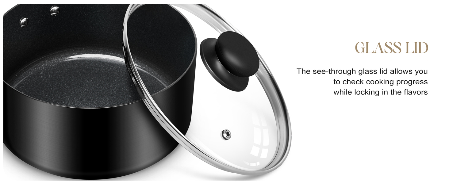 vented heat-resistant glass lid saucepan