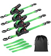EYPINS Auto Retractable Ratchet Straps - 1 Inch x 11 ft 1411 lb Break Strength, 4 Pack Alloy Stee...