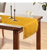 Accent Home Mustard 13 x 72 Inches Cotton-Linen Table Runner – Soft, Durable &amp; Natural Blend Rust...