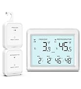 OQIMAX Digital Refrigerator Thermometer - 3.7 inch LCD Backlight Freezer Thermometer with 2 Senso...