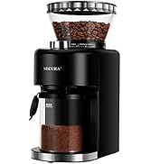 Secura Conical Burr Coffee Grinder, Adjustable Burr Mill with 35 Grind Settings, Electric Coffee ...