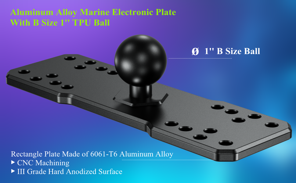 Aluminum Alloy Marine Electronic Plate With B Size 1 inch TPU Ball