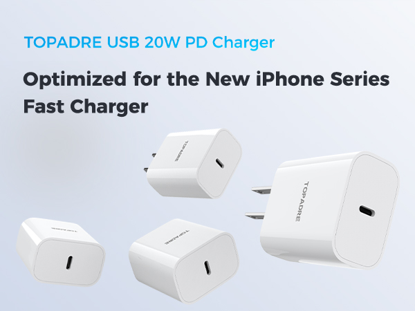 USB C Charger 20W 2-Pack PD Fast Wall Plug with 2 Cables