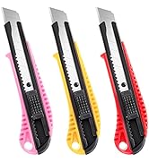 TIFICAL Box Cutter, 3-Pack Premium Utility Knife, Snap-Off 18mm Blades Box Cutter Retractable, He...