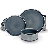 Ceramic Dinnerware Set, by Vase and Vessel, 12-Piece Service for 4, 9.8” Dinner Plates, 8” Salad ...