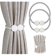 Pinowu [2 Pack] Magnetic Curtain Tiebacks Convenient Drape Tie Backs,Pearl Decorative Rope Holdba...
