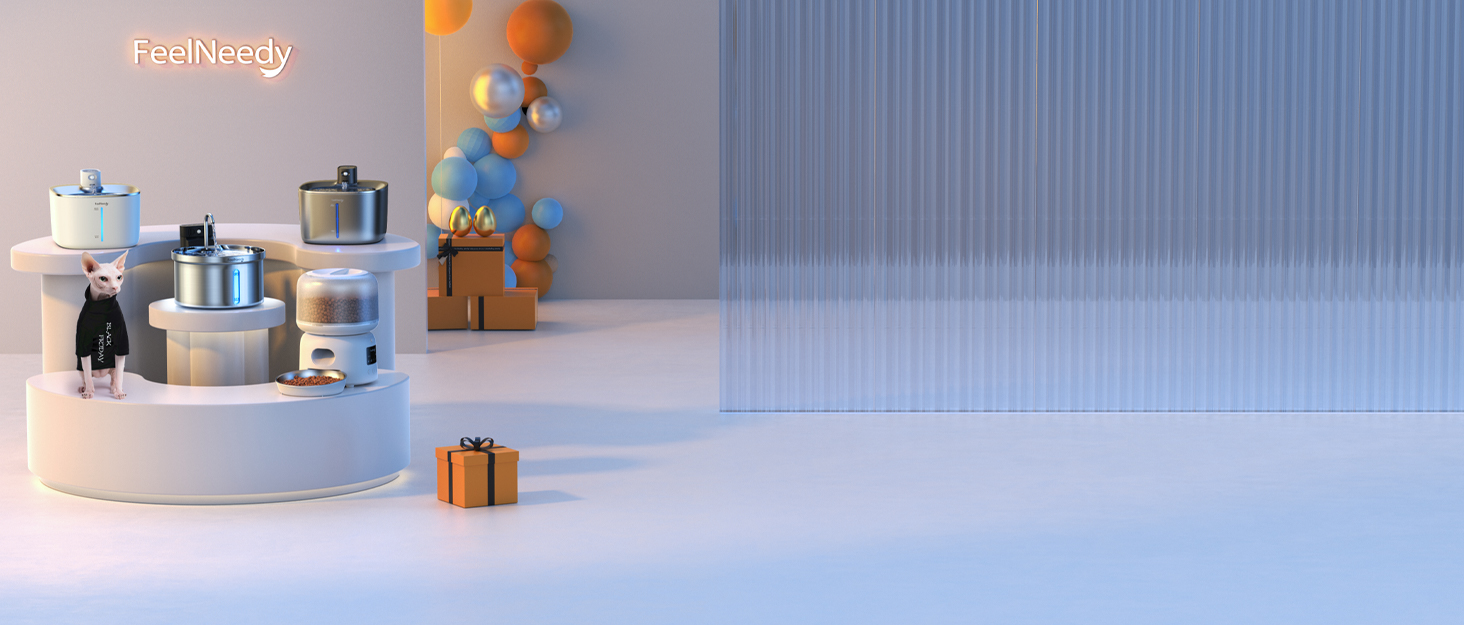 a white room with a gift and balloons