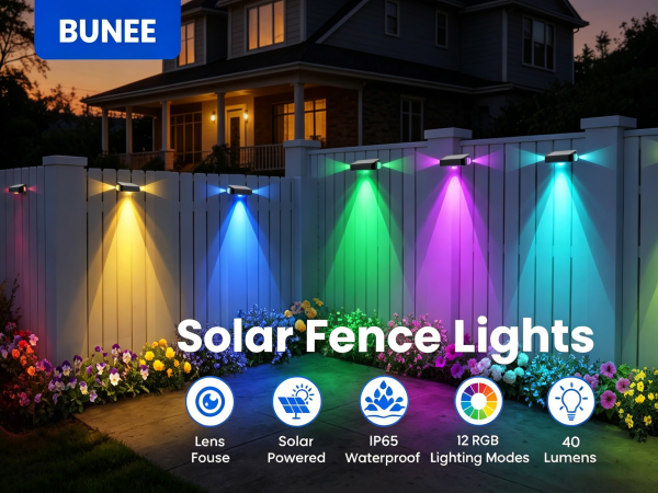 Solar Fence Lights Outdoor Waterproof