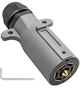 Oyviny RV 7 Pin Trailer Plug with IP68 Waterproof Seal, Detachable 7 Way Round RV-Style Trailer S...