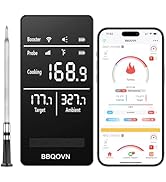 BBQOVN Smart WiFi Wireless Meat Thermometer Unlimited Range 7 NIST Cert.Sensors Accuracy ±0.5°F S...