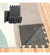 BXI Soundproof Interlocking Rug Pad, 16 Pcs 11x 11 x 0.4 inches Non Slip Rug Pads, High Density N...