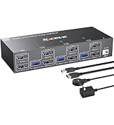KCEVE KVM Switch 2 Monitors 3 Computers 4K@144Hz, Displayport KVM Switch Dual Monitor for 3 Compu...