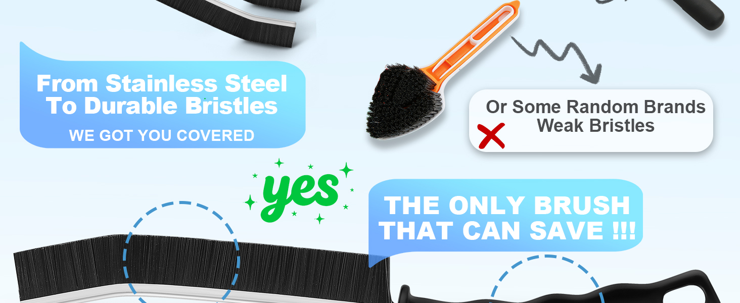 with Stiff Bristles Crevice Brush and Steel
