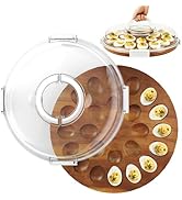 Renmxj Deviled Egg Containers with Lid, 2026 New Wooden Deviled Egg Platter Carrier Holder Trays ...