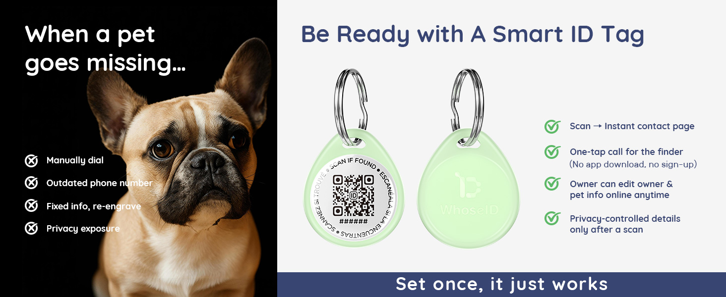 Smart ID dog tag and cat tag