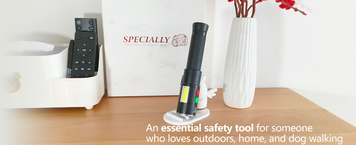 MML-2002 self defense flashlight rechargeable alarms USB C COB light