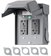 DEWENWILS Outdoor Electrical Outlet Box, Dual 20 AMP WRTR GFCI Receptacles with Rainproof 3R Encl...
