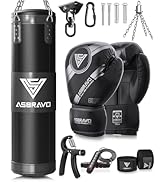 ASBRAVO Punching Bag for Adults, 4ft Oxford Heavy Boxing Bag Set 12OZ Gloves for MMA Muay Thai Ki...