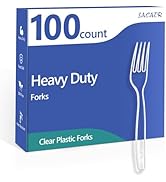 SACATR 100 Count Disposable Plastic Forks,Heavy Duty Plastic Forks, Clear Plastic Silverware, BPA...