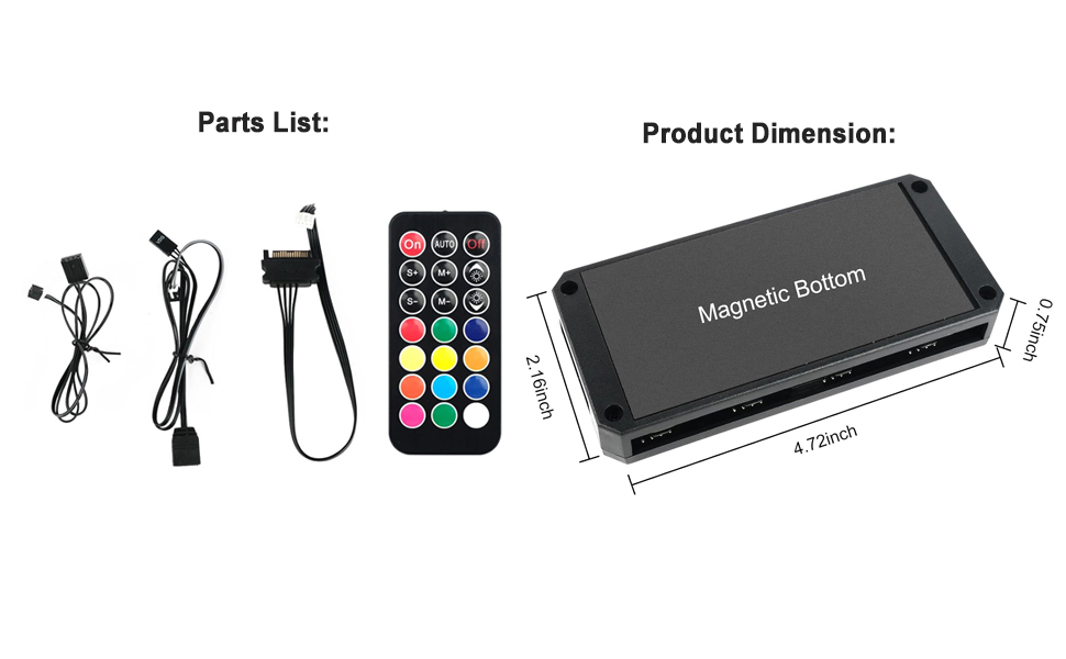 ARGB PWM Fan Hub, Addressable 5V-3PIN 2-in-1 RGB Computer PC Case Fan Hub