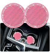 2PCS Bling Car Cup Coaster, 2.75 Inch Auto Car Cup Holder Insert Coasters Silicone Anti-Slip Crys...