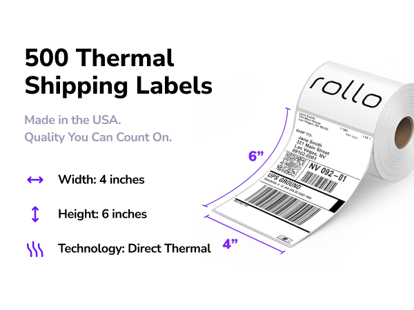 made in the usa 500 thermal labels width height 4 inches 6 inches direct thermal