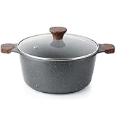 SENSARTE Nonstick Stock Pot with Lid, 4.5 Quart Induction Cooking Pot with Tempered Glass Lid, St...
