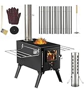 Hot Tent Stove,AVOFOREST Wood Burning Stove,Small Wood Stove with 7 Stainless Chimney Pipes for O...
