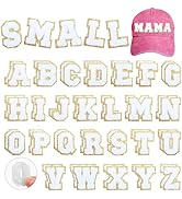 Small Chenille Letters Patches 1.57 inch 52PCS White Self Adhesive Letter Stickers Fuzzy Varsity ...