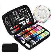 JUNING Sewing Kit with Case, 130 pcs Sewing Supplies for Home Travel and Emergency, Kids Machine,...