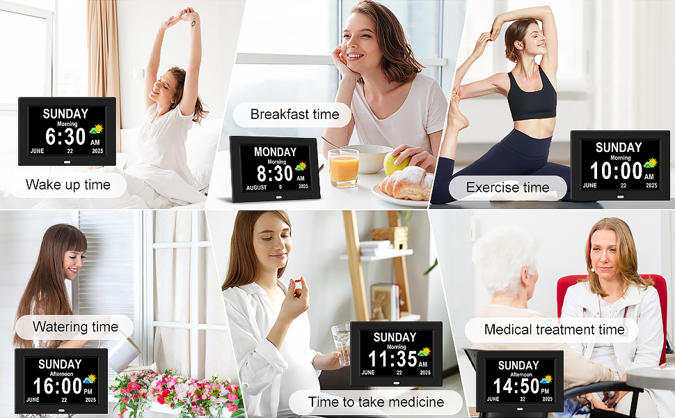 digital clock with date and day of week dementia clock