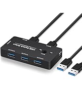 USB Switch Selector 2 in 4 Out USB 2.0 KVM Sharing Switch Box with One-Button Swapping, LED Indic...
