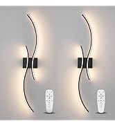 CANEOE Modern Wall Sconce Set of Two with Remote Control, Dimmable Indoor Led Wall Sconce Lightin...