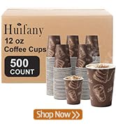 Huifany 500 Pack 12 oz Coffee Cups, Paper Cups 12 oz Disposable Coffee Cups Thickened Paper Cups ...
