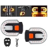 2Pcs Bike Tail Lights with Turn Signals, Wireless Remote Control USB Charging Bike Rear Light, Wa...
