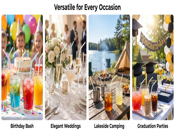 150PCS Disposable Plastic Drinking Straws
