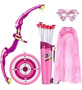 VGOFUN Kids Bow and Arrow Set: LED Light Up Archery Toy with Princess Cape and Headband, 10 Sucti...