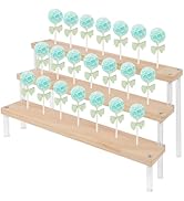 MVRPOWER 1PCS 3-Tier Wood Cake Pop Stand with Acrylic Sticks, Cupcake Dessert Display Stand Riser...