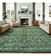 Lessymo Washable Area Rug for Living Room,8x10 Green Large Rugs with Non-Slip Backing,Soft Boho C...