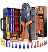 Preciva Insulated Crimping Tool Set with Storage Case, Ratcheting Wire Crimper Kit with 350 Termi...
