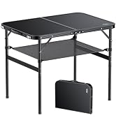 Anbte Folding Camping Table, 36" x 24" Portable Table Adjustable Height Max 28 inch Aluminum Fold...