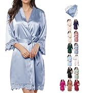 Satin Robe Womens Silk Robes Lace Kimonos Bridal Silky Robes for Brides Bridesmaids Wedding Dress...